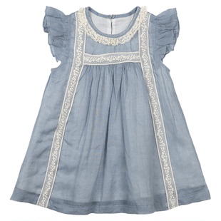 Oak Family夏季新品童装短袖连衣裙女宝宝苎麻女童宽松裙子