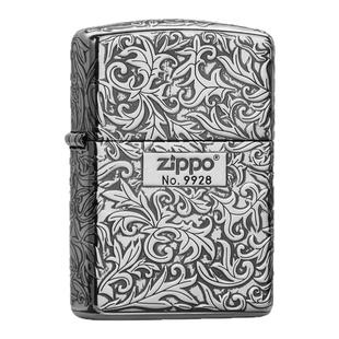 zippo打火机正品熏银唐草花中标防风煤油机送礼男朋友生日礼物