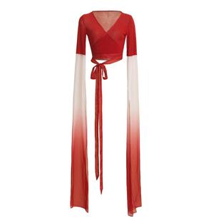 水袖舞蹈练功服上衣百搭女古典舞艺考表演出服练习服甩袖惊鸿舞