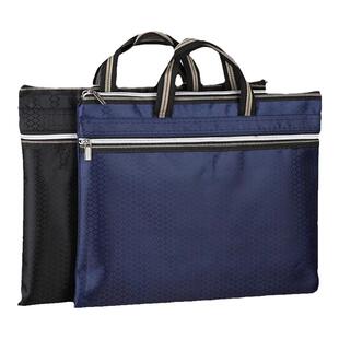 公文包文件包手提袋A4办公通勤男士商务防水大容量双层拉链资料袋收纳帆布政府会议外勤资料袋定制印logo