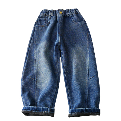 男童加绒牛仔裤秋冬季2025新款儿童保暖裤子中大童休闲长裤冬装