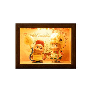 盲盒展示架星星人收纳展示盒适用泡泡玛特diy造景中空相框触控灯