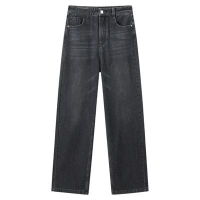 太平鸟女装秋季新款闪光阔腿牛仔裤A3HAE3521