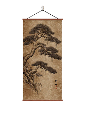 新中式迎客松玄关装饰画茶室挂画