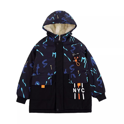 男童加绒外套秋冬款2025新款冬季加厚派克服中大童洋气儿童装棉衣