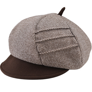 贝雷帽子女秋冬季英伦复古韩版百搭帽子女春秋八角帽小头围画家帽