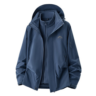 JEEP冲锋衣男三合一两件套防风防水登山服秋冬款爸爸保暖夹克外套