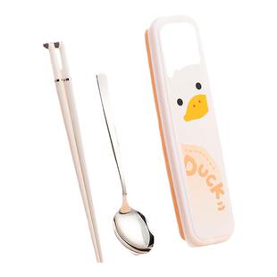 儿童筷子勺子套装可爱高级感上班族小学生初中生便携餐具盒一人用