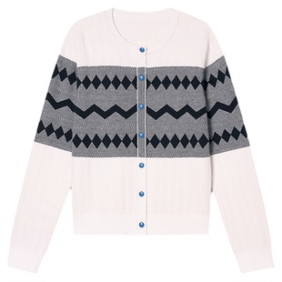 PSALTER诗篇学院风几何图案羊毛混纺提花针织毛衣2025冬款