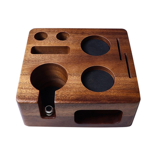 四方实木收纳架多功能压粉底座咖啡机配套器具支架咖啡工具置物架