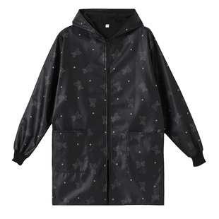 防水防油罩衣成人女秋冬新款防尘工作服厨房外穿长袖拉链围裙外穿