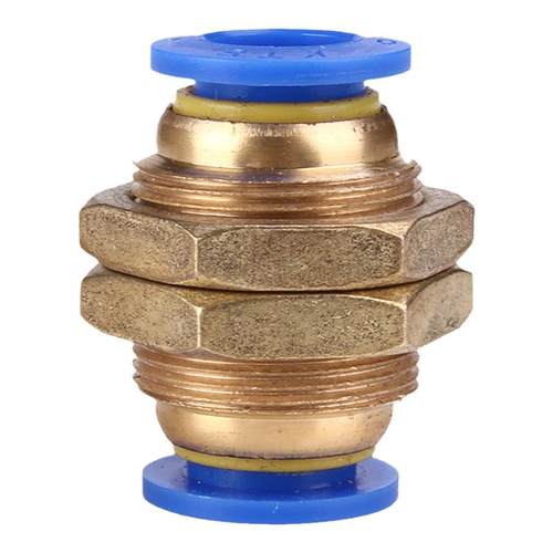 气动配件隔板气管快速快接接头PM4/6/8/10/12穿板铜螺纹直通接头