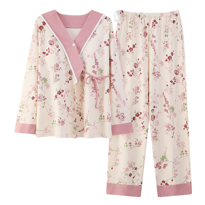 春秋季自带胸垫一体月子服睡衣