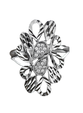 镂空水之叶纯银气质食指戒指女