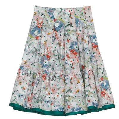 谜底纯棉半身裙女夏季新款复古文艺碎花百褶A型裙222MB0702-O