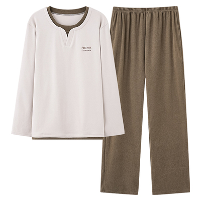 都市丽人德绒睡衣男款加绒长袖