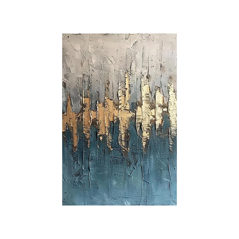 可班手绘油画金箔抽象玄关装饰画