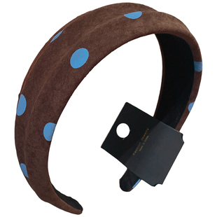 秋冬毛绒蓝色波点发箍女2025新款宽边高颅顶头箍时尚洋气发卡发饰