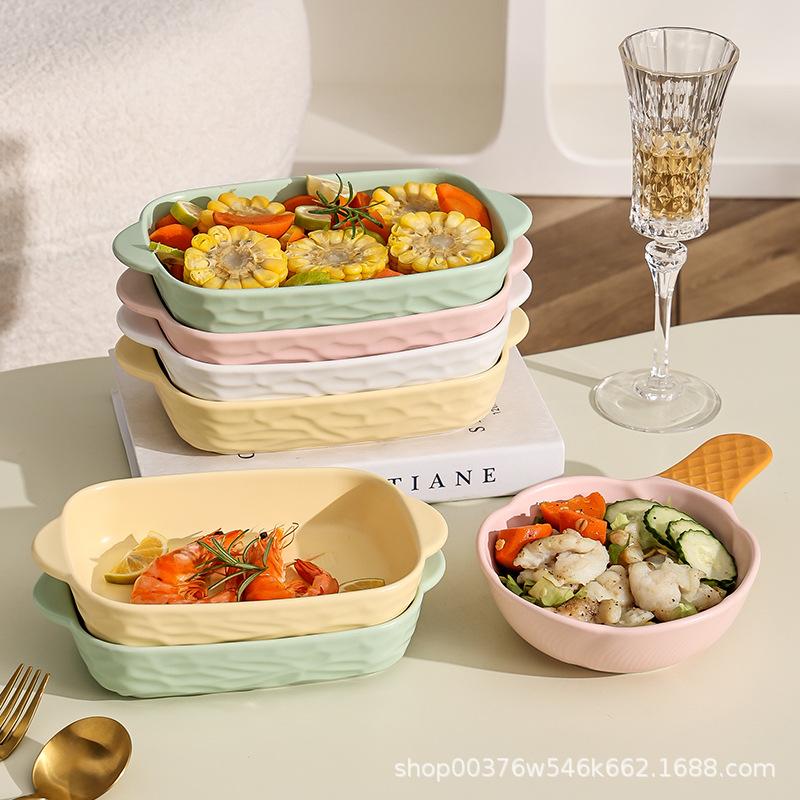 芝士焗饭烤盘烤箱双耳专用碗加热陶瓷红用网微波炉创意盘子器皿烤