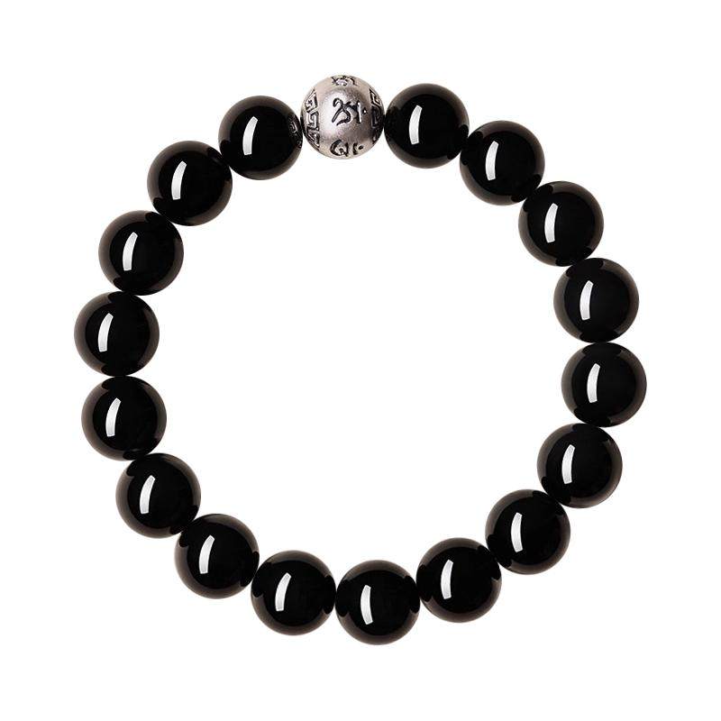 九华山黑曜石手串好运马年本命年手链礼物
