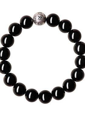 九华山好运黑曜石手串正品旗舰店马年本命年手链礼物女士黑耀石