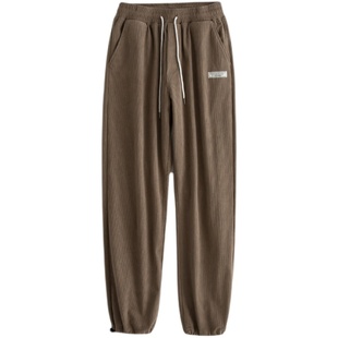 秋季瘦高个子加长男裤120cm 宽松抽绳收口运动裤灯芯绒阔腿裤115