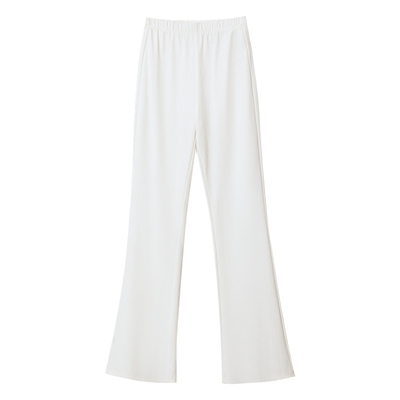 Amii2025秋新款通勤百搭橡筋腰头修身弹力喇叭裤休闲长裤女裤子