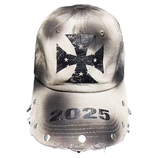 DETW 25AW*原创小众朋克十字架铆钉做旧破洞棒球帽鸭舌帽男女帽子