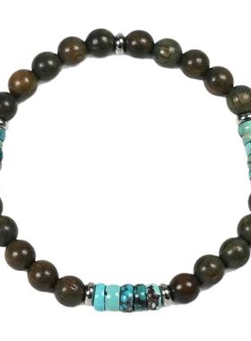 POHIER原矿绿松石绿檀手链