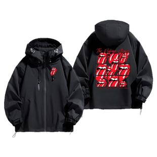 The Rolling Stones滚石乐队摇滚宽松春秋季男冲锋衣夹克外套开衫