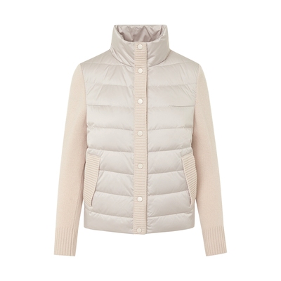 朗姿/LIME莱茵羊毛拼接短款鹅绒羽绒服小个子简约高级25冬季新款