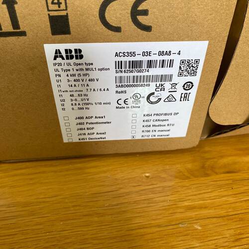 【询价】变频器，型号ACS355-03E-08A8-4，实物图适用