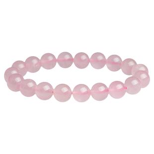 原矿马粉水晶手串链芙蓉石圆珠子单圈粉色水晶饰品送闺蜜女友礼物