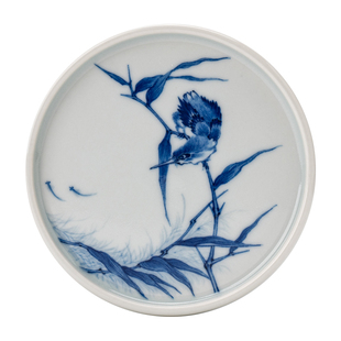 王步青花 单翠盖置杯托 景德镇纯手工手绘青花瓷茶道配件中式茶具