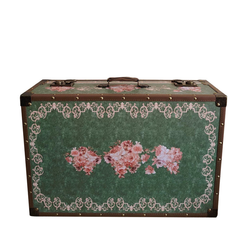 复古老式皮箱印花手提箱奢侈品箱定制logo橱窗陈列中古道具行李箱