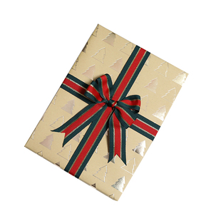 圣诞包装纸烫金牛皮纸礼品盒ins麋鹿雪花树图案幼儿园商场DIY装饰