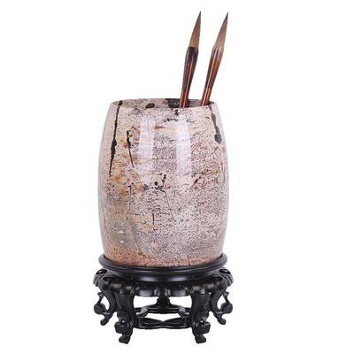 国画石原石笔筒摆件办公桌收纳盒