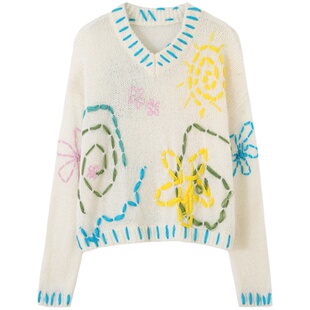 CONP 23AW Loose Knit Sweater 彩笔线稿手工毛衣