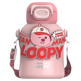 zanmang loopy露比保温杯不锈钢吸管水杯可爱海狸公仔保暖冷杯子
