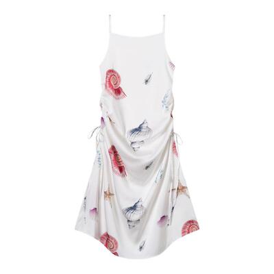 Red Ref 海螺纹样印花吊带侧边抽绳可调节连衣裙