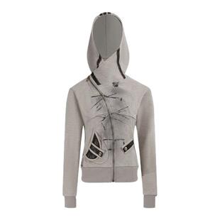 【蚀月镜】y2k古早千禧亚文化废土风上衣重工不对称连帽卫衣外套