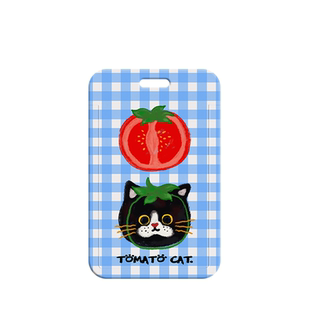 原创【番茄猫】学生证件保护套卡通格纹猫咪校园卡壳防丢挂绳卡套