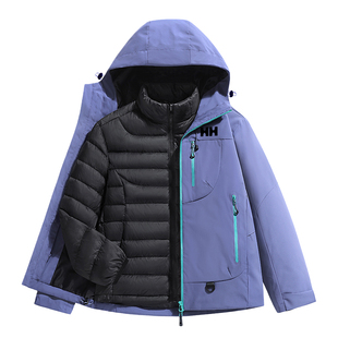 官方正品HH羽绒服男女款秋冬季户外加厚防寒三合一冲锋衣滑雪外套