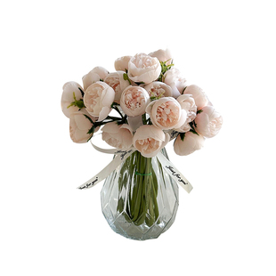 牡丹仿真花假花室内客厅装饰花摆件餐桌花摆设露莲花干花花束轻奢