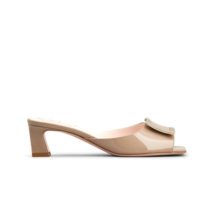 Roger Vivier/RV女鞋Trompette漆皮穆勒拖鞋粗跟凉鞋