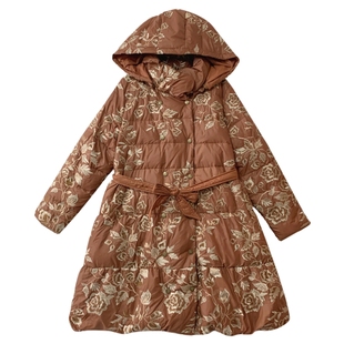 白鸭绒羽绒服女小个子百搭高级感刺绣收腰显瘦轻盈保暖中长款外套