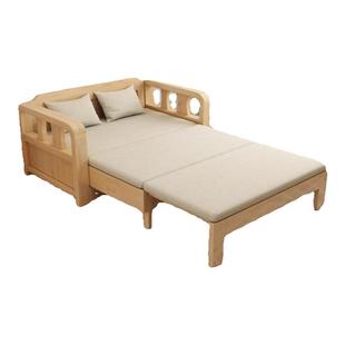 全实木沙发床坐卧两用小户型客厅多功能单人推拉床伸缩折叠床新款