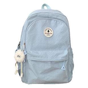 大容量书包女生初中小众设计感大学生纯色高颜值高中生简约双肩包