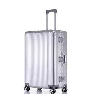 高端全铝镁合金拉杆箱万向轮直角行李箱男女20密码登机旅行箱26寸