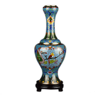 北京景泰蓝仿古花瓶10寸晚秋瓶铜胎掐丝珐琅中式家居装饰摆件礼品